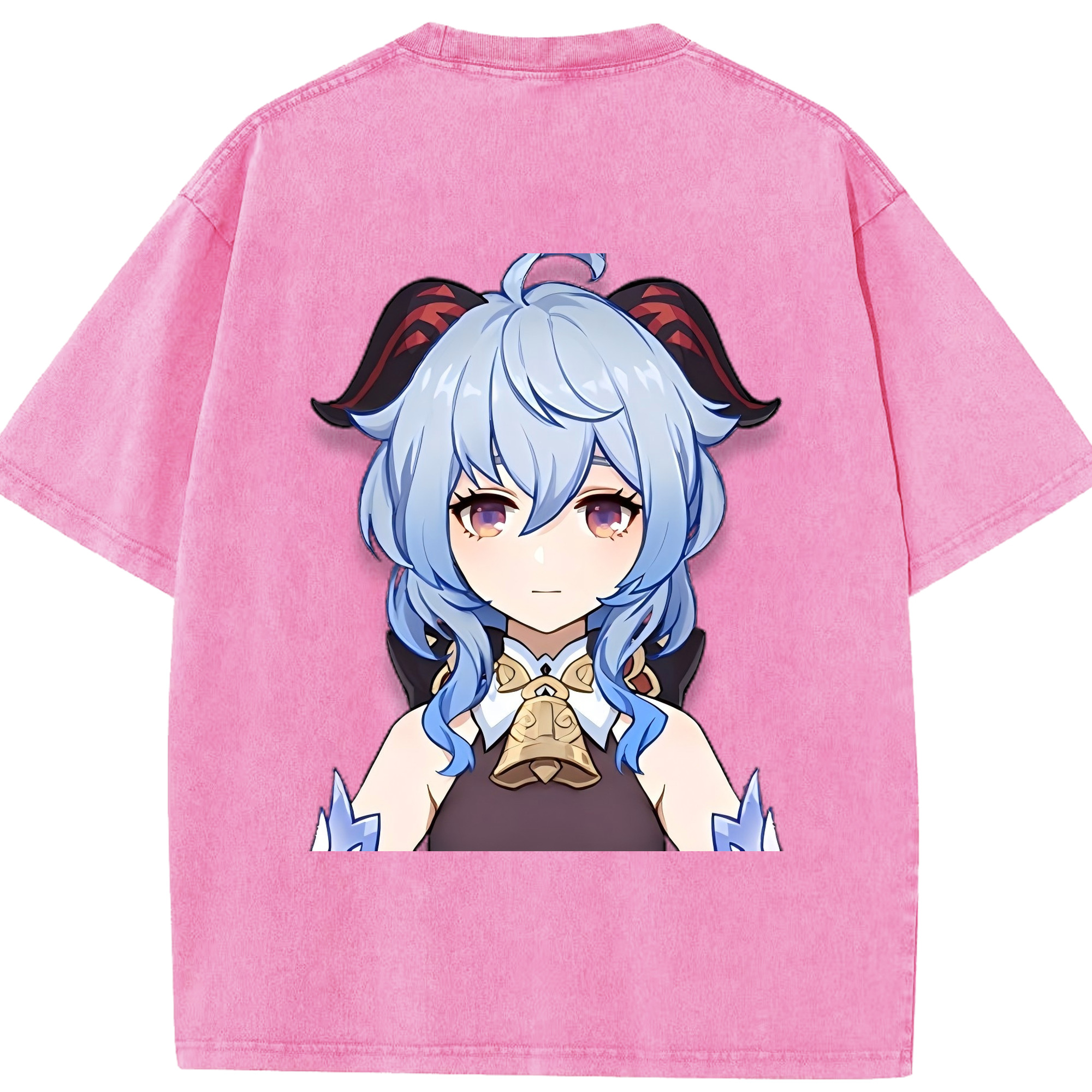 げんし神 甘雨 かんう genshin Ganyu 綿100% ヴィンテージ風 半袖Tシャツ（背面プリント）